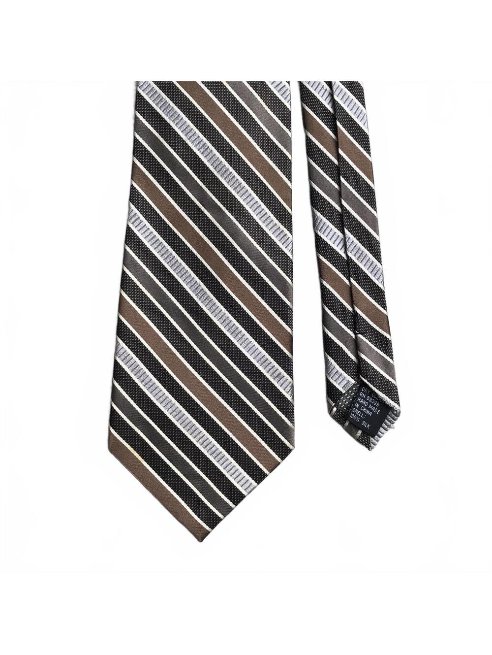Paul Dione Silk Striped Long Neck Tie